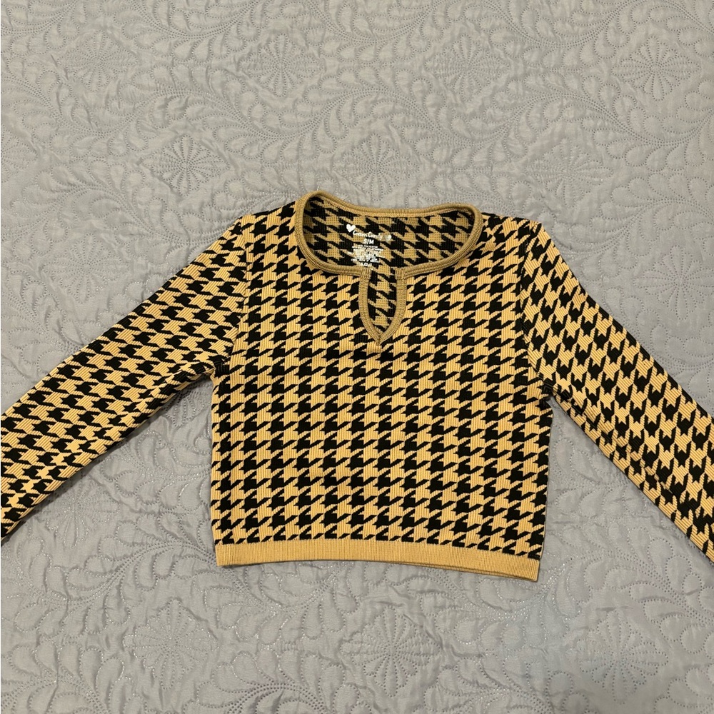 Cotton Candy Small/Medium Cropped Top Houndstooth Pattern
